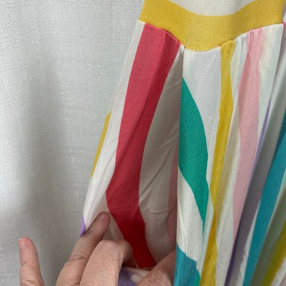 Torrid White&Multi Rainbow Stripe Supersoft Tiered Maxi Dress Sz.3 - Picture 9 of 14